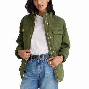 J.Crew Downtown Field Jacket Quilted Olive Green Small